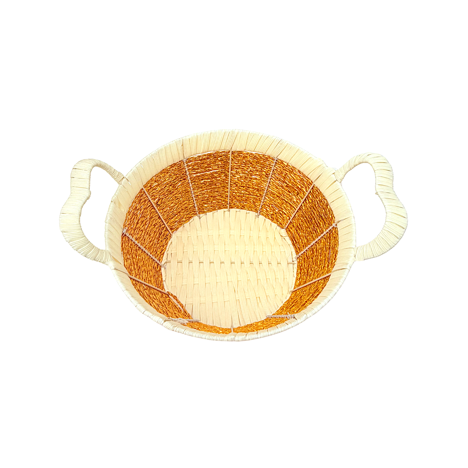Mkaurs Round Basket with Gold Weaving