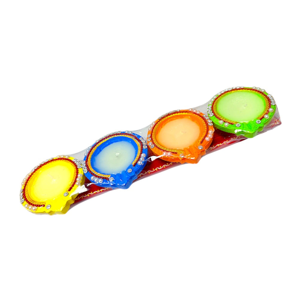 4 pack shiv diya exclusive strip with wax, assorted colors