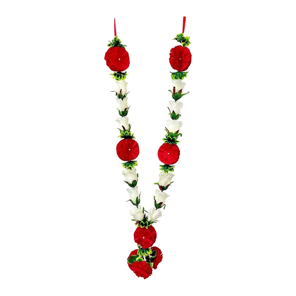 Garland 30 Inch White Rose with Red Carnations