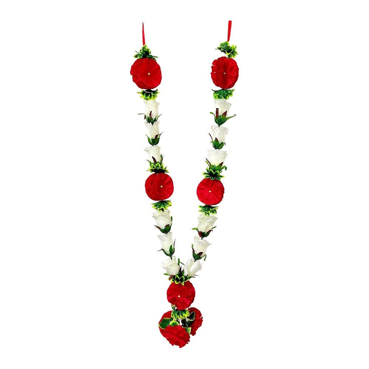 Garland 30 Inch White Rose with Red Carnations