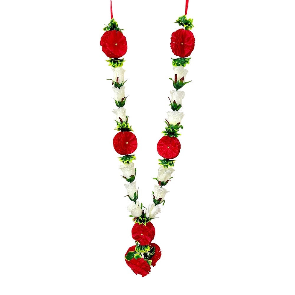 Garland 30 Inch White Rose with Red Carnations