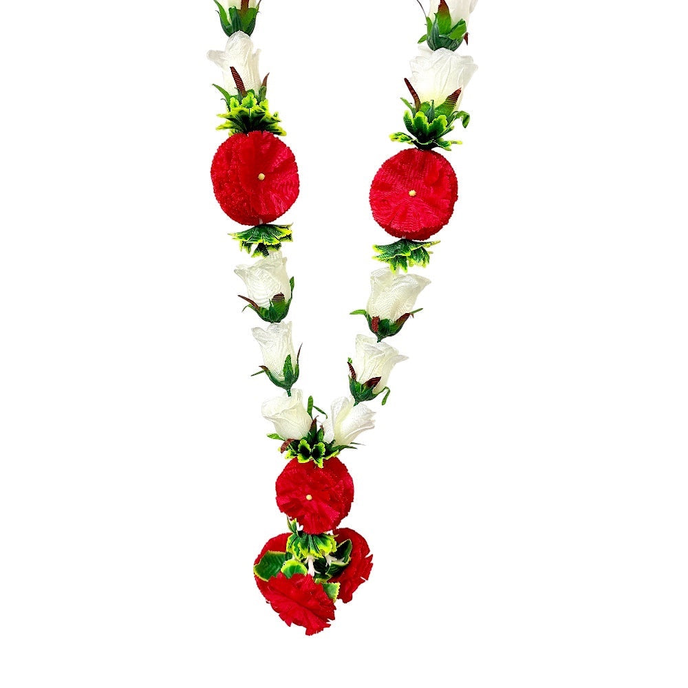 Garland 30 Inch White Rose with Red Carnations