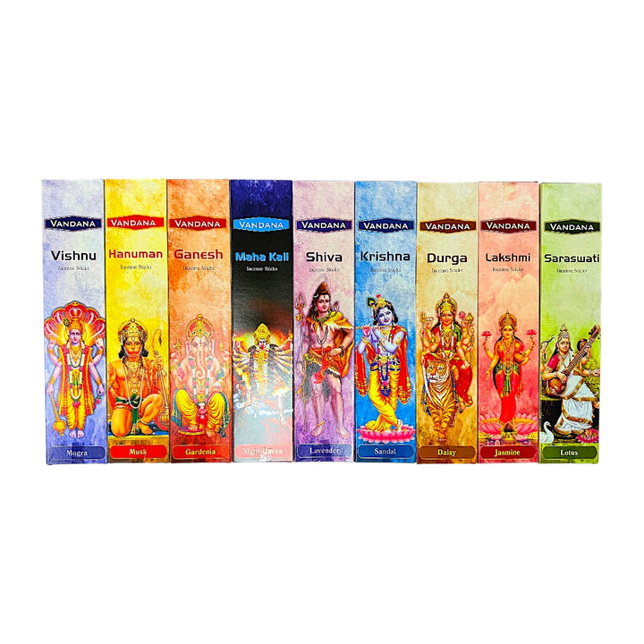 Vandana Incense Sticks God Collection, 20 Sticks per Box, Indian Prayer Incense, Meditation and Home Fragrance Gift