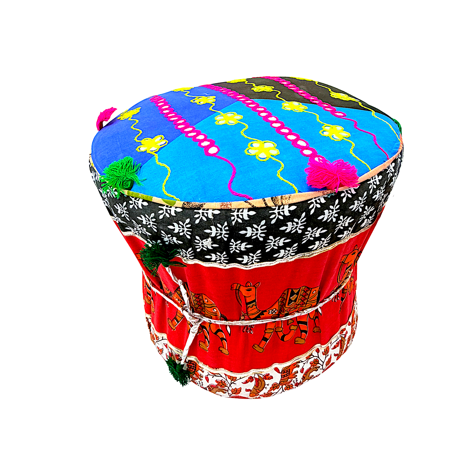 Handicraft Moodha/Poughy /Stool Rajasthani Assorted Design 14 Inch High and 16 Inch Seat Width - view 2