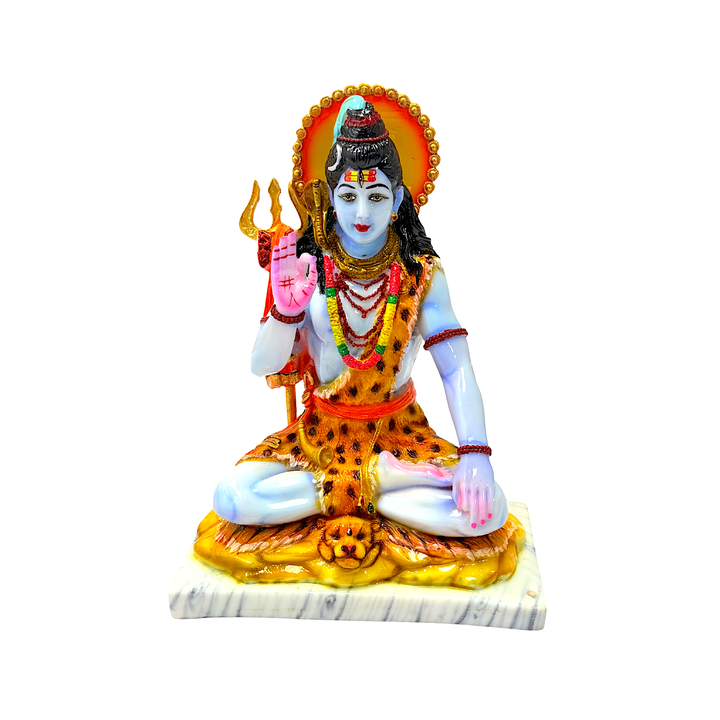Lord Shiva Statue, Colorful Marble Dust, Sitting 10 Inch