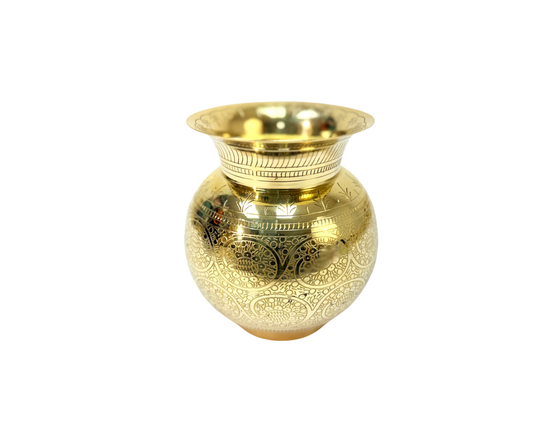 Lota 7 Inch Brass with All Over Flower Engraving