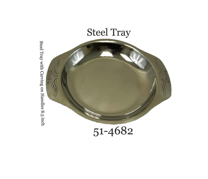 Steel Tray with Carving on Handles 8.5 Inch - view 2