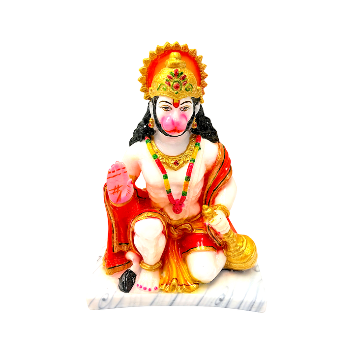 Lord Hanuman Blessing, Colorful Marble Dust, 9 Inch Idol