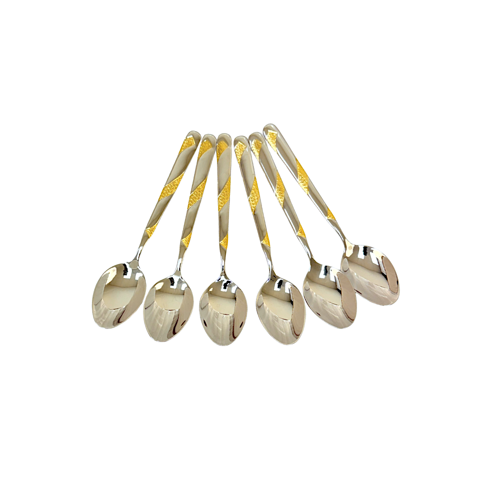 Dessert Spoon (6pk) 18/10 Steel Gold Trim