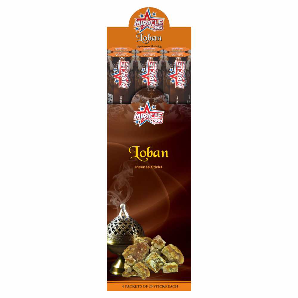 Loban (Benzoine) Incense Sticks (6 hex tubes of 20 sticks)