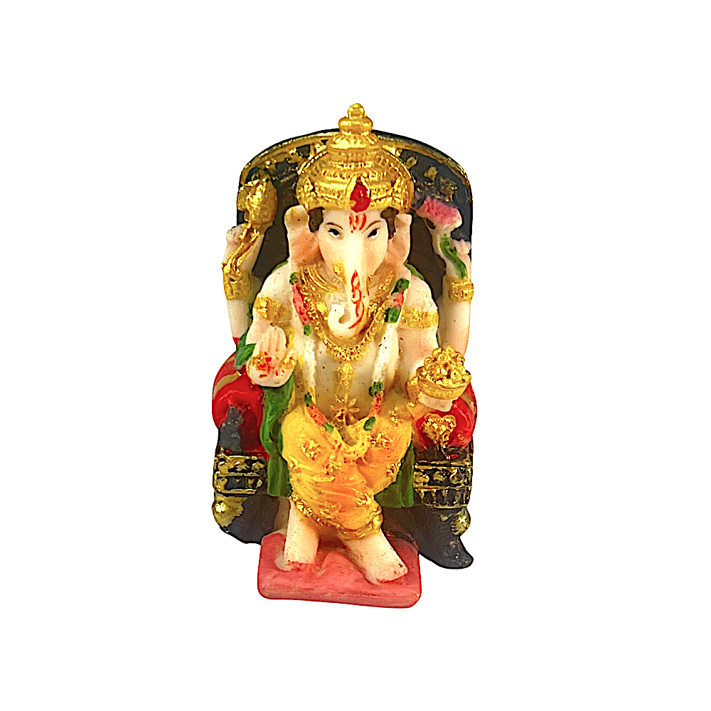Lord Ganesh on Throne 3.0 Inch Idol