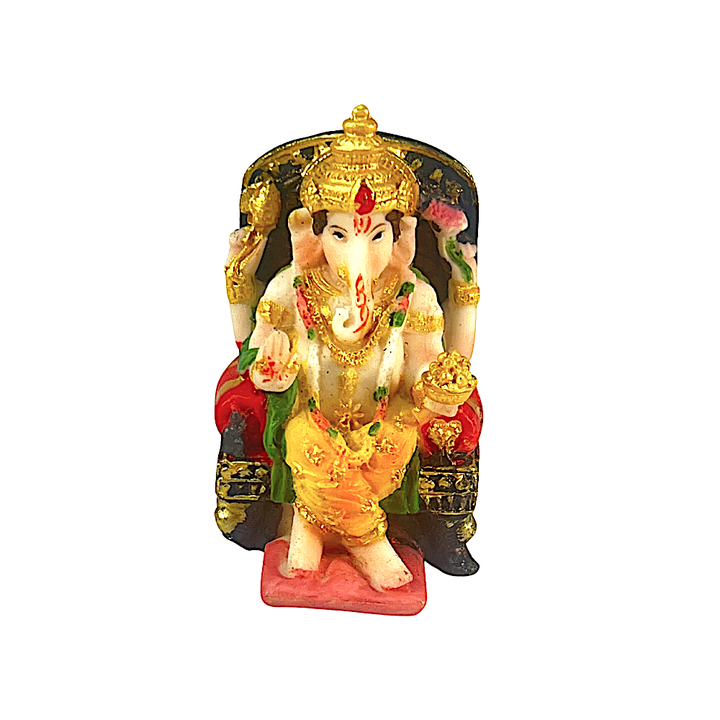 Lord Ganesh on Throne 3.0 Inch Idol