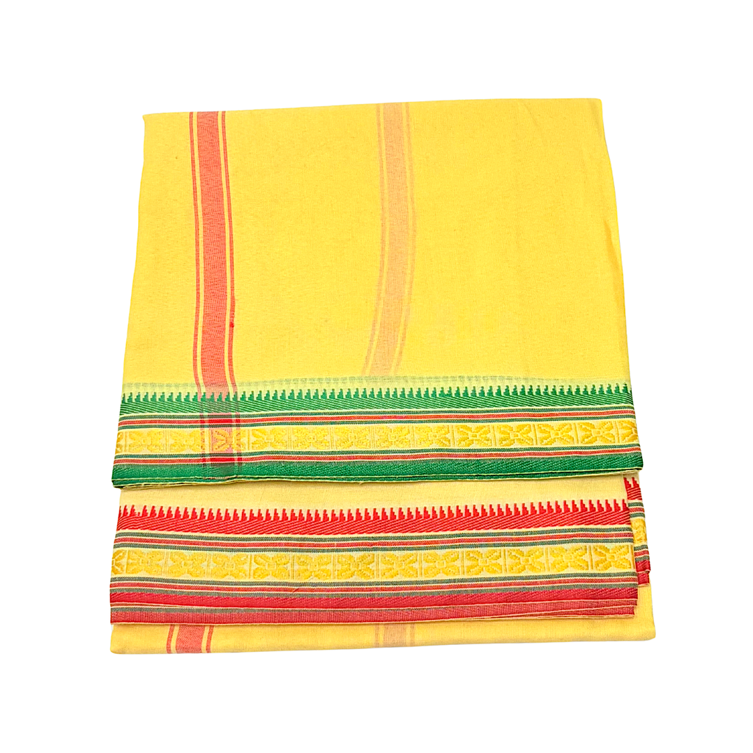 Dhotis 4.5available Yellow Orange White and Cream Silky Cotton - view 5