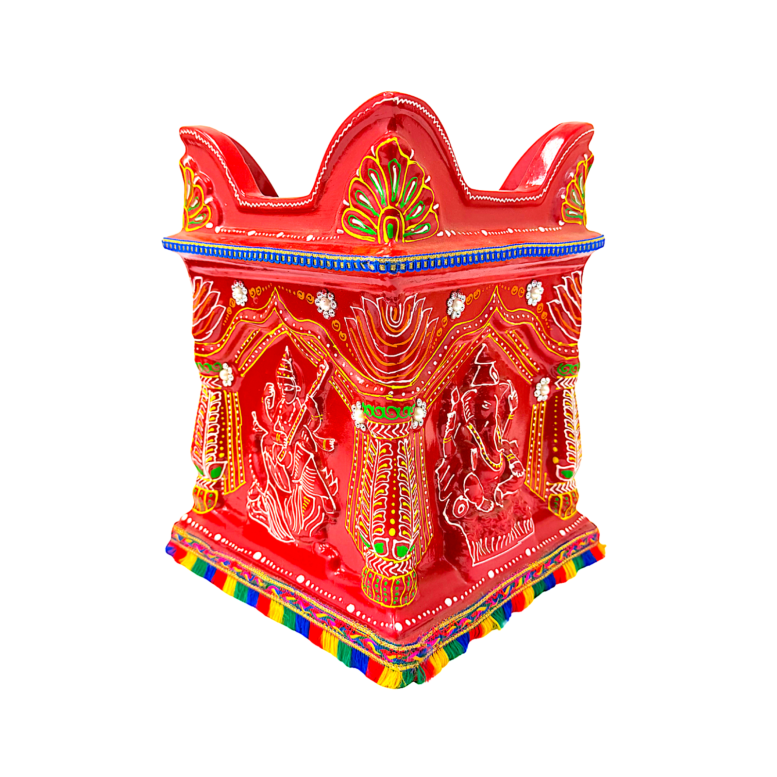 Tulsi Pot 10 Inch Red with Decorations - view 2