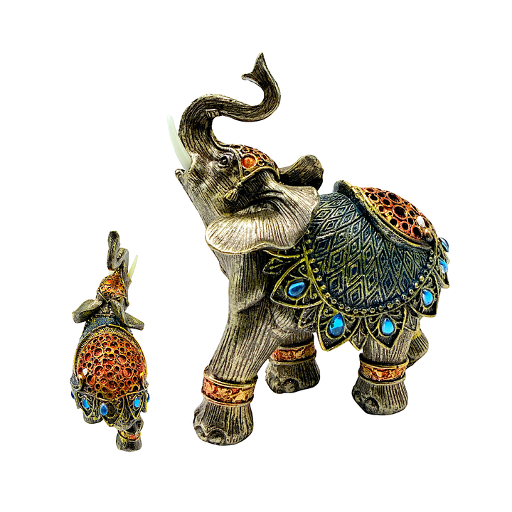 Elephant with Blue Stone Decoration 7 Inch - view 2