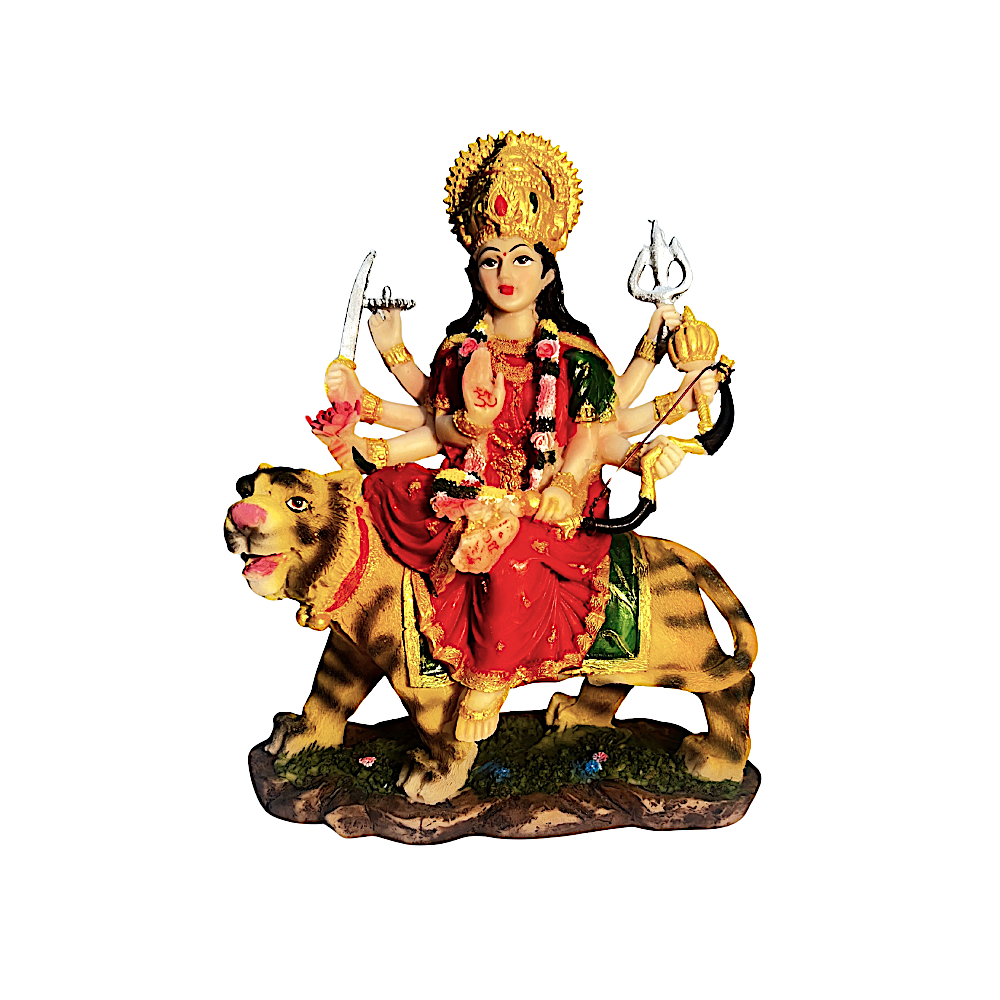 Goddess Durga on Tiger 9 Inch Idol