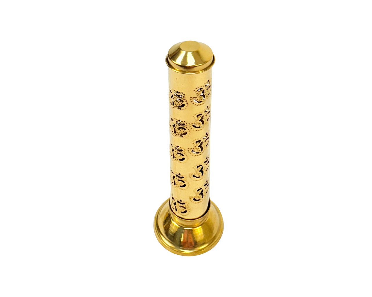 Brass Tower Incense Burner with Om, 11 Inch