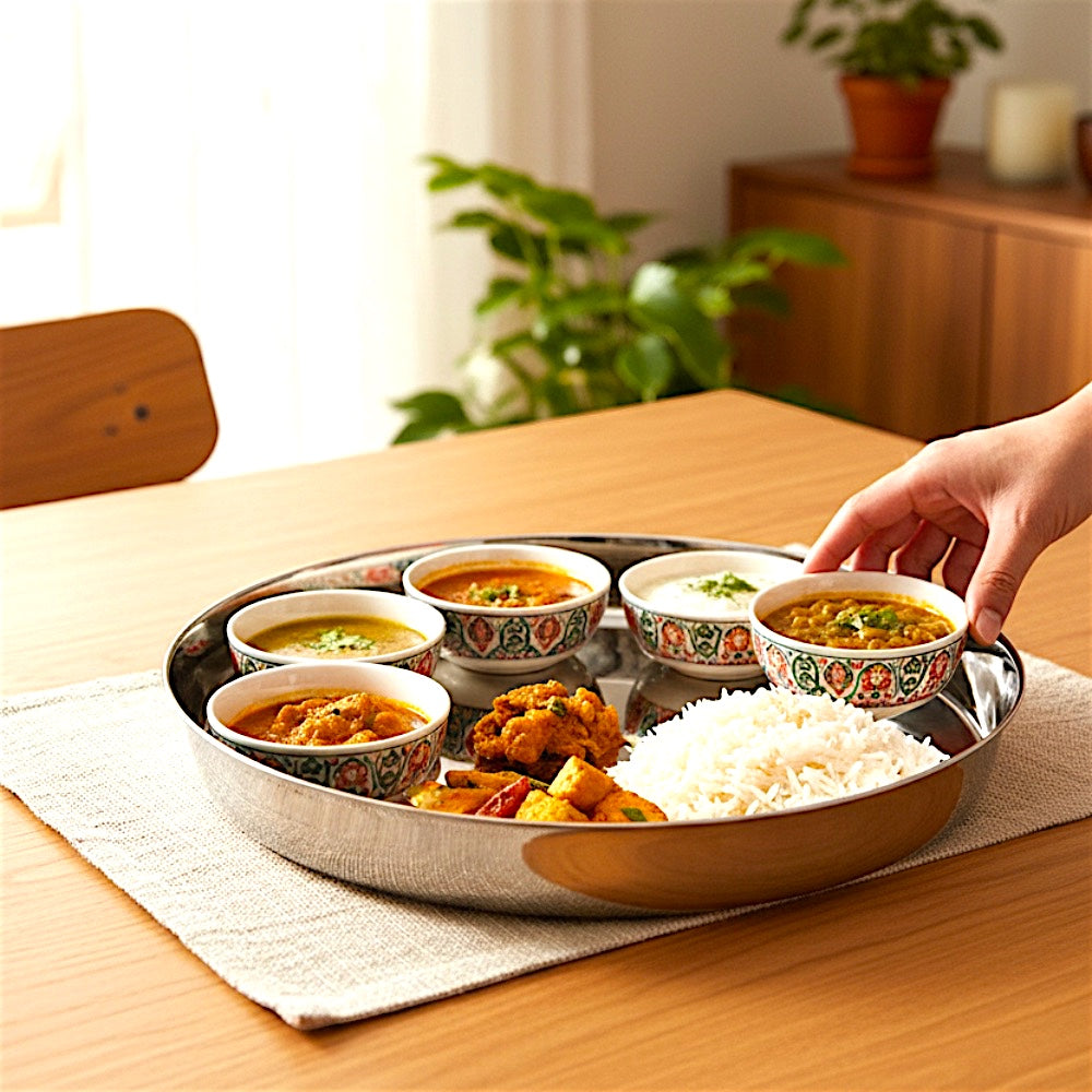 Steel Plate (Thali) with Bent Edges 10 Inch