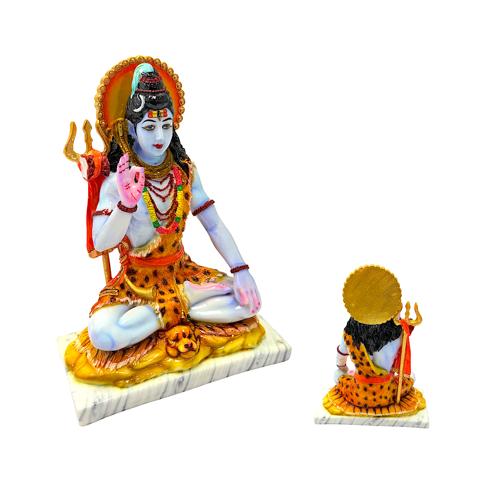 Lord Shiva Statue, Colorful Marble Dust, Sitting 10 Inch - view 2