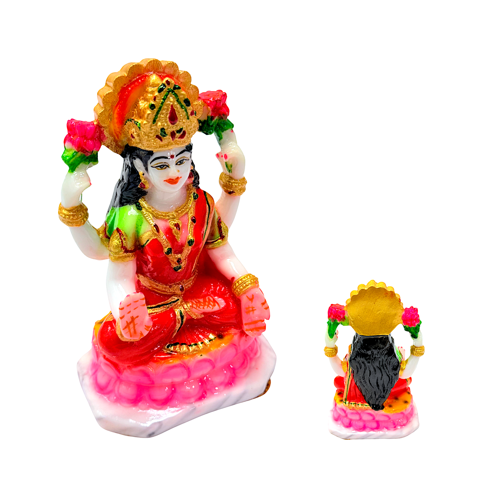 Goddess Laxmi Statue, Colorful Marble Dust, 6 Inch - view 2