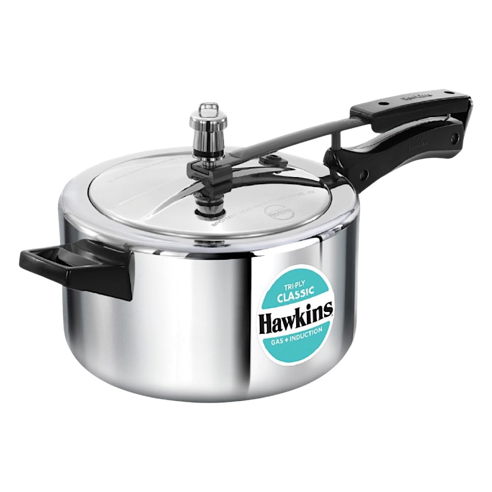 Hawkins Classic Tri-Ply Stainless Steel Pressure Cooker – 4 Liter | Induction Compatible