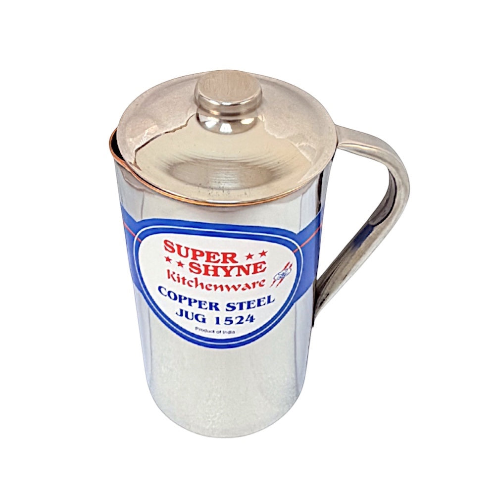 Super Shyne Copper Steel Jug with Lid (Copper inside, steel outside)