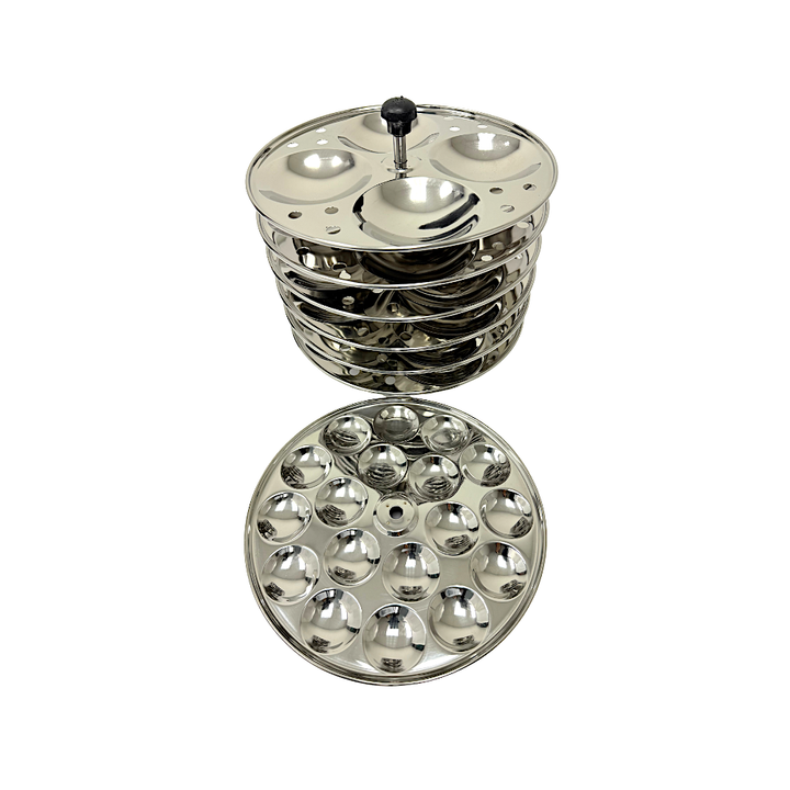 Stainless Steel Idli Stand 6 Plates (Makes 24 idli) Large Size +free Mini Idli Plate