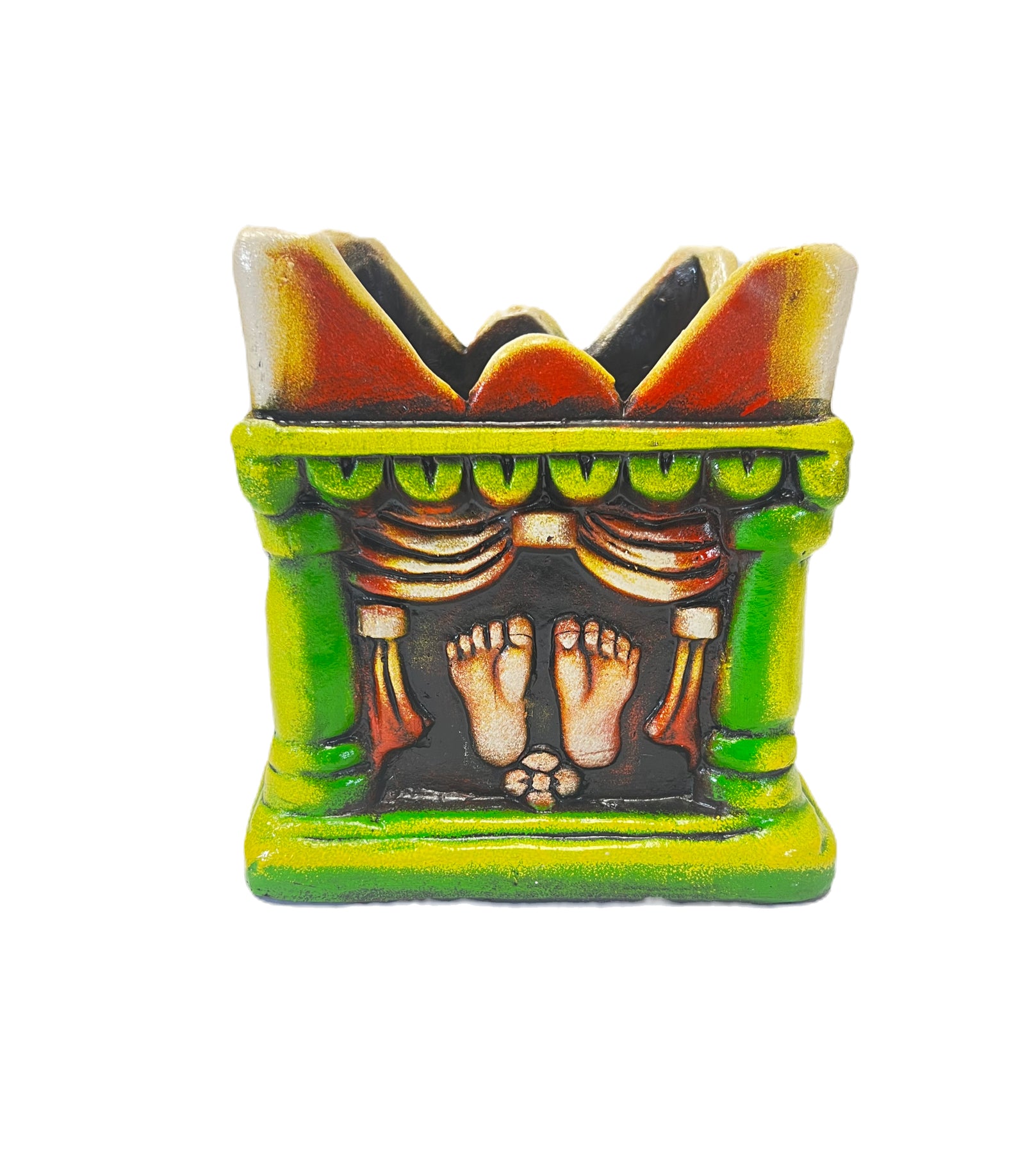 Clay Tulsi Pot 10 Inch, 4 Different Religious Pics - view 2