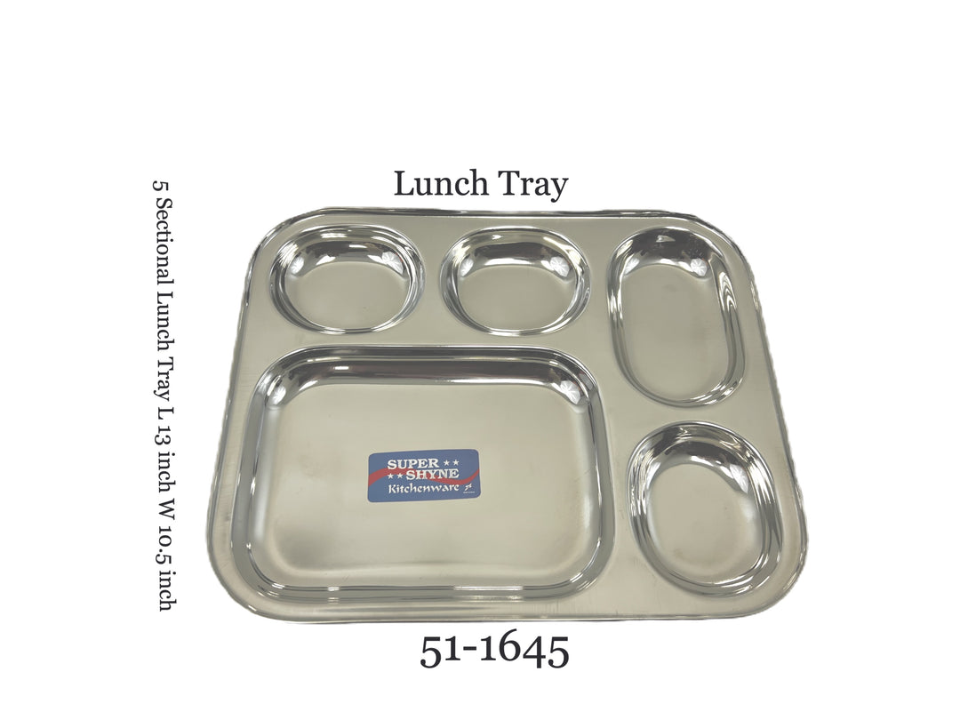 Lunch Tray L:13 Inch W:10.5 Inch 5 Sectional - view 4