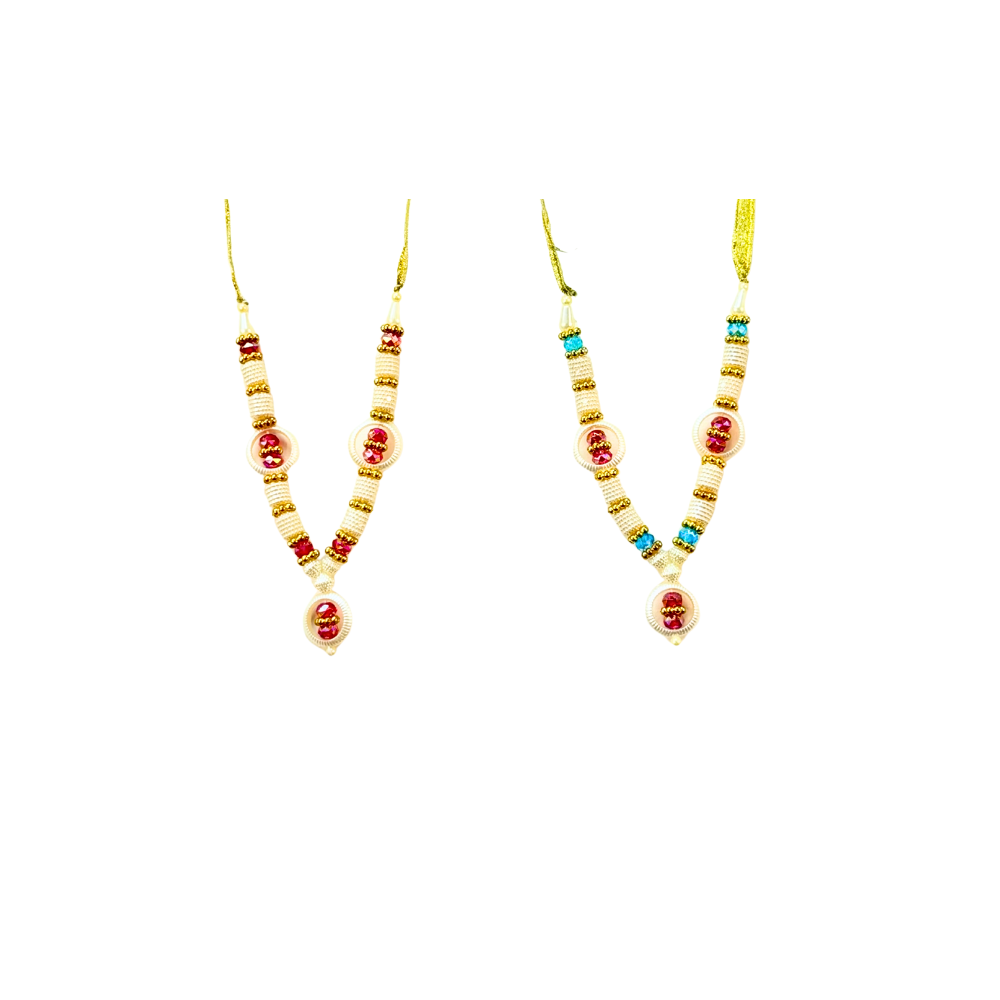 Garland 4 Inch for Statue with Pearl Design and Ruby Stops (Assorted colors)