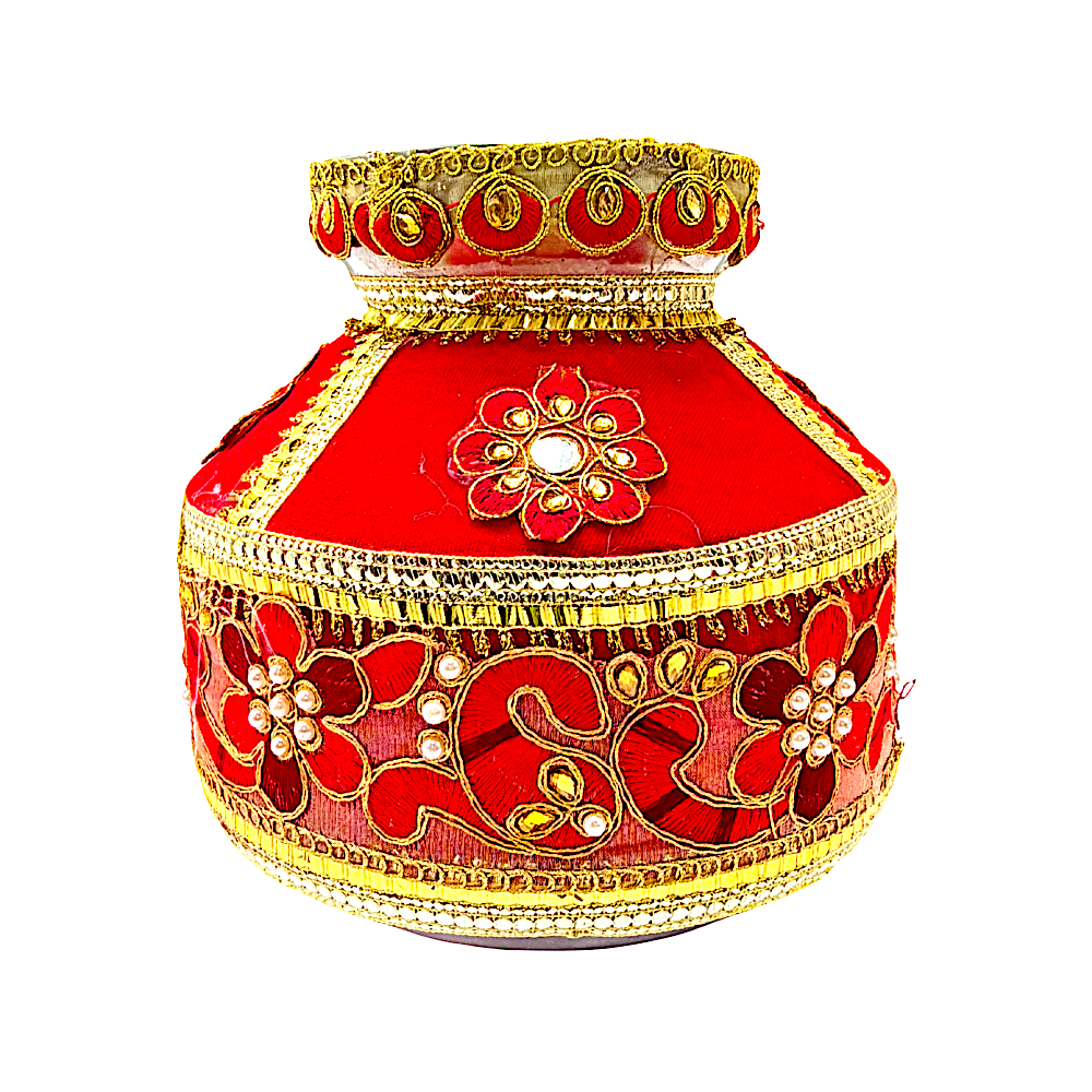Festive Gharoli/Kalash. Cloth Exterior Decor, Steel Inside - view 2