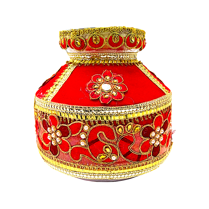 Festive Gharoli/Kalash. Cloth Exterior Decor, Steel Inside - view 2