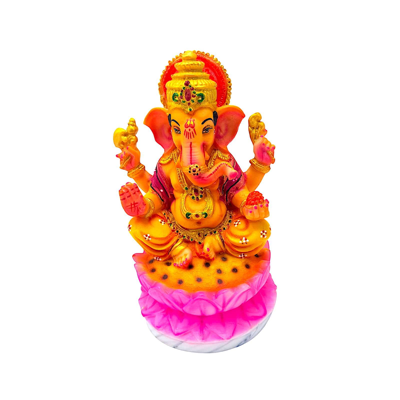 Lord Ganesha, Colorful Marble Dust, 8 Inch Idol