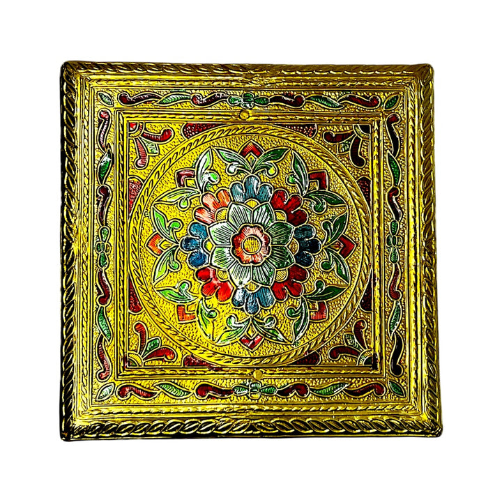 6 Inch Square Brass Meena (handwork) 80752266666 - view 3
