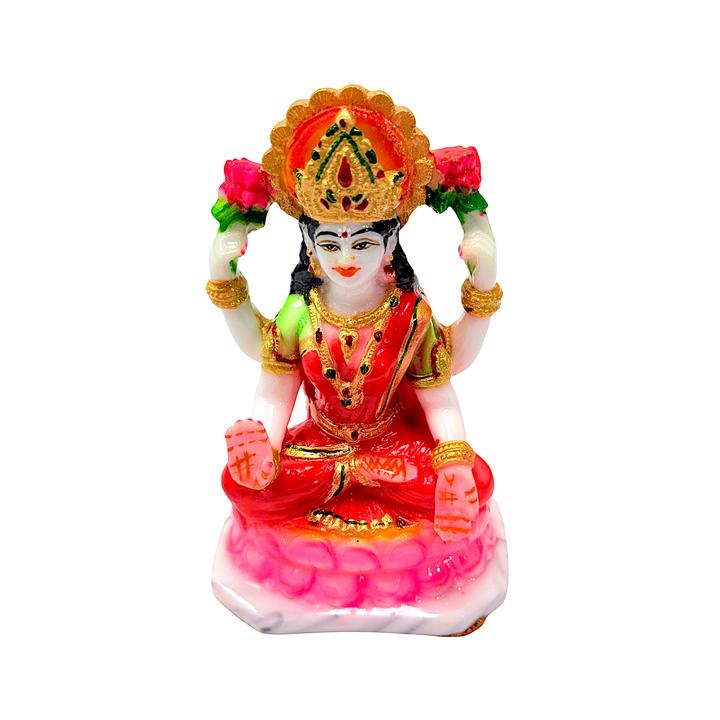 Goddess Laxmi Statue, Colorful Marble Dust, 6 Inch