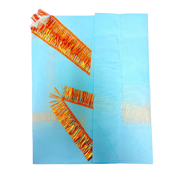 Blue Jhandi Flag with Krishna — Devotional Prayer Flag with Gold Fringe | Krishna Jhandi for Mandir &amp; Outdoor Pole