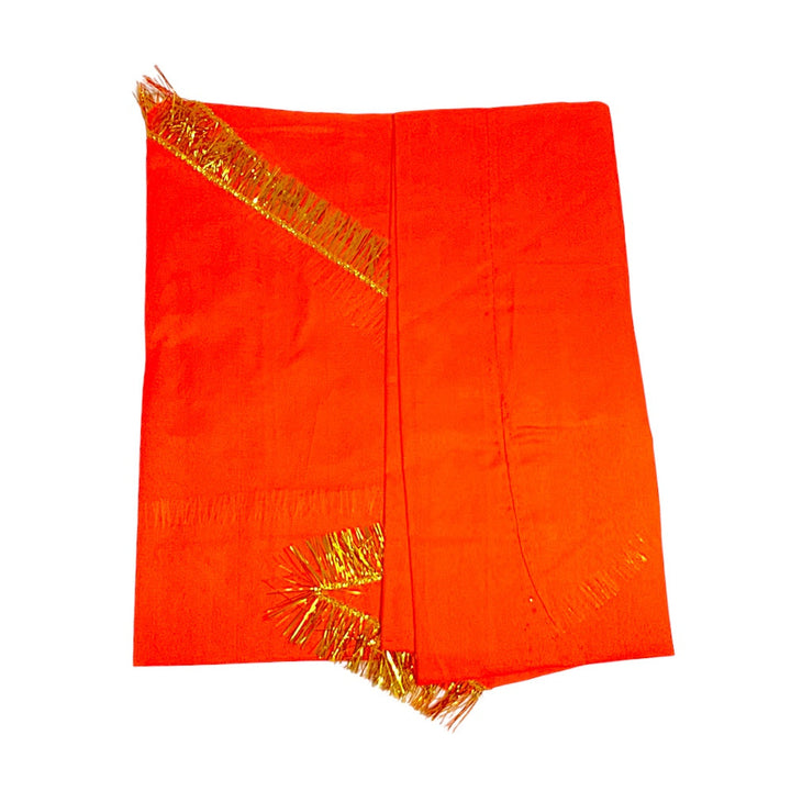 Orange Jhandi Flag with Ganesh — Devotional Prayer Flag with Gold Fringe | Ganesh Jhandi for Mandir &amp; Outdoor Pole