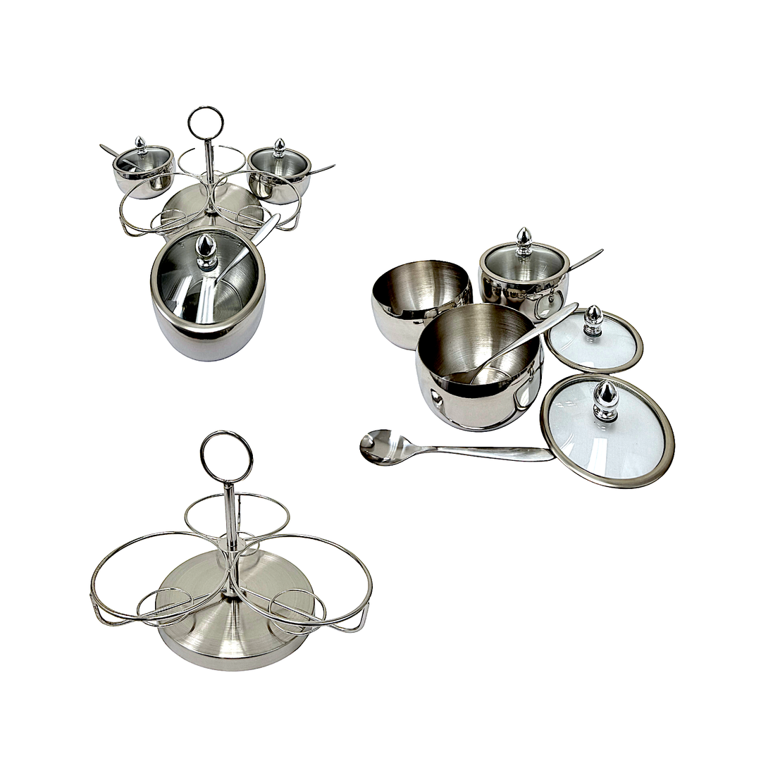 Extra Fancy Pickle Pot Set- Stainless Steel, Glass Top Lid, 3 Spoons - view 2
