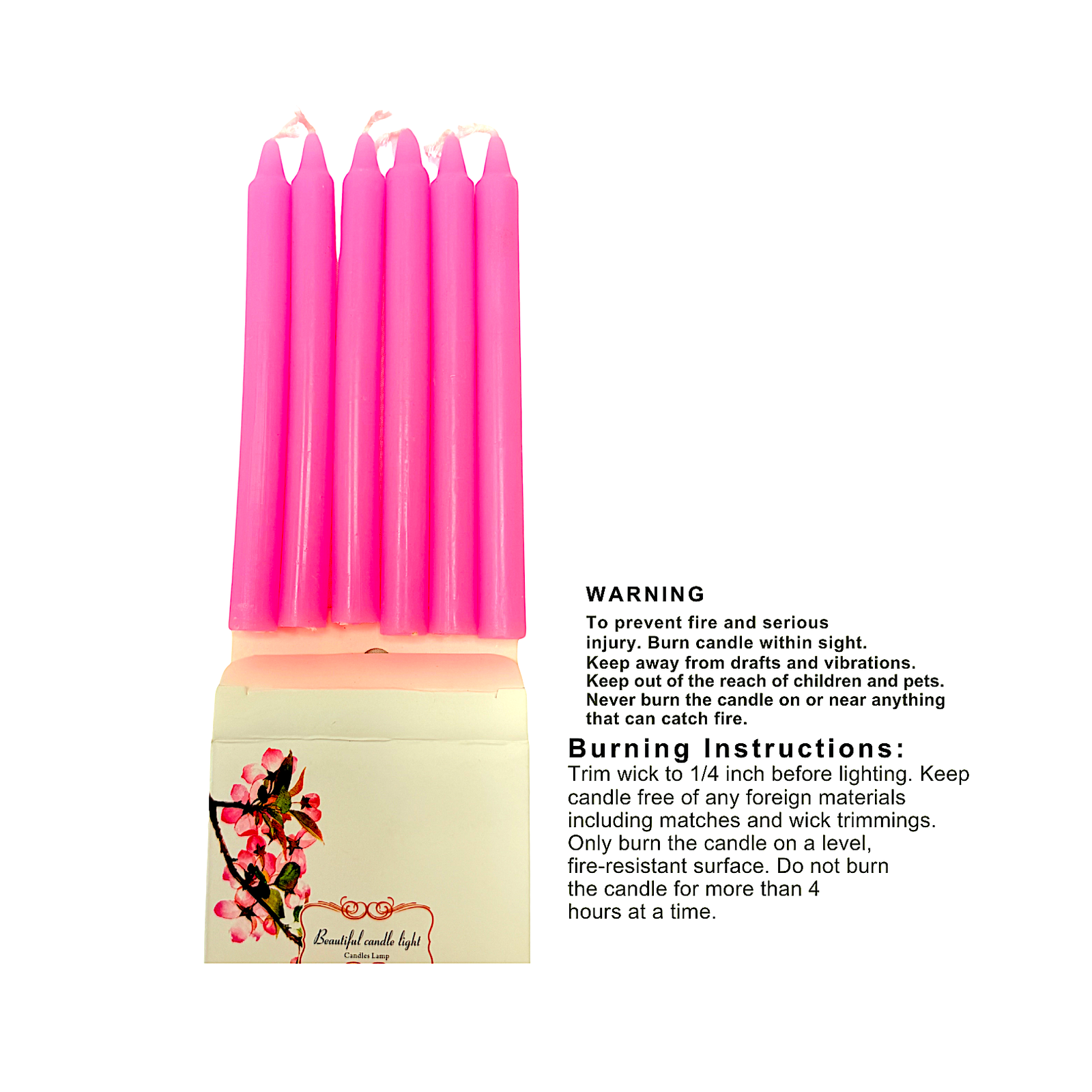 Candles (6pk) 4 Color Rd, PK, BL,GR - view 2