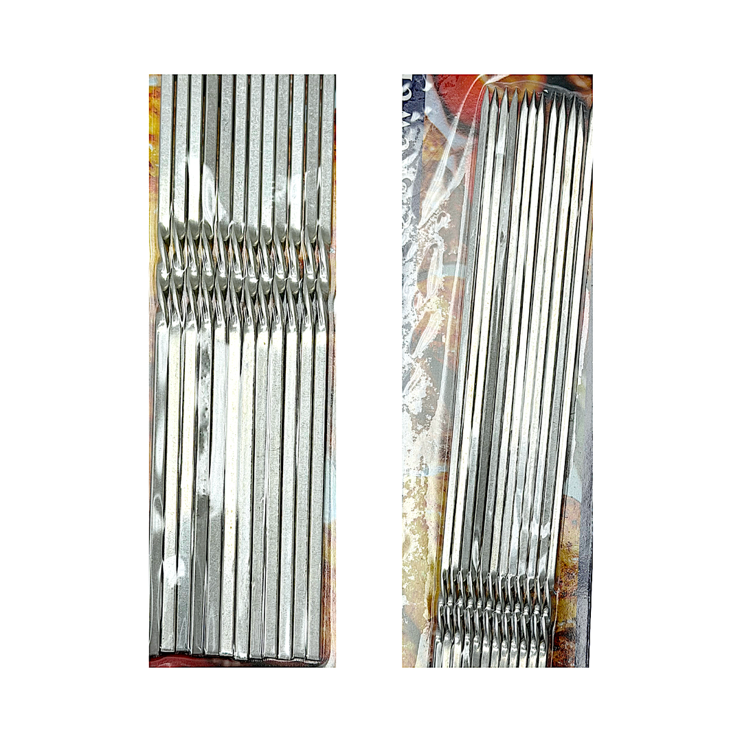 12 pc Stainless Steel BBQ Skewers, 12 Inch - view 2