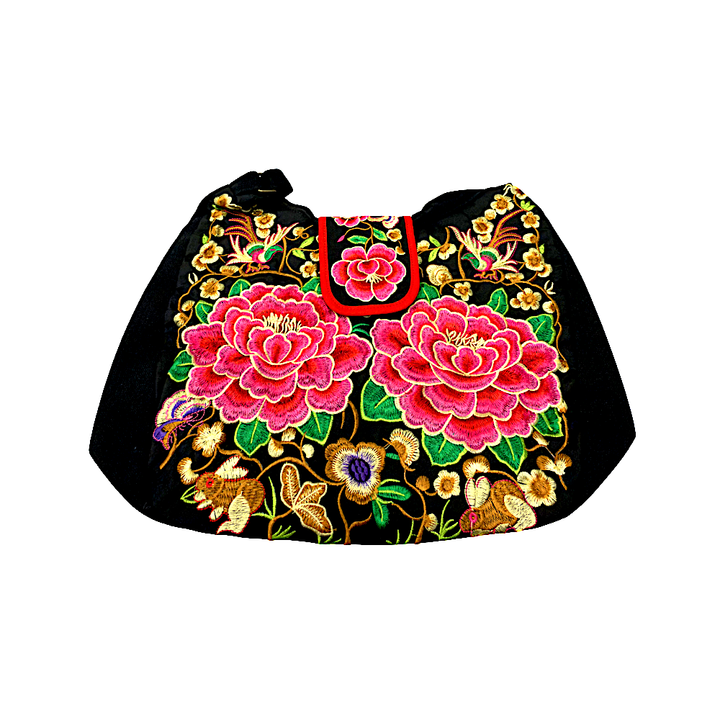 Embroidered, Handicraft Shoulder Bag with a Zipper Pocket and Snap Button - view 3