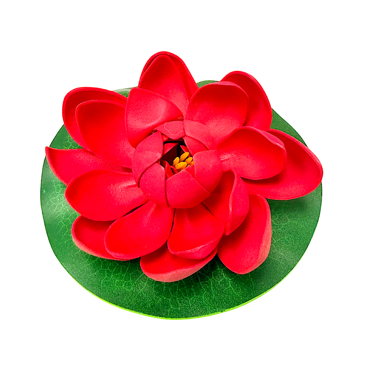 Plastic Lotus Flower on Lily Pad 11 Inch- Large- Assorted Colors - view 4