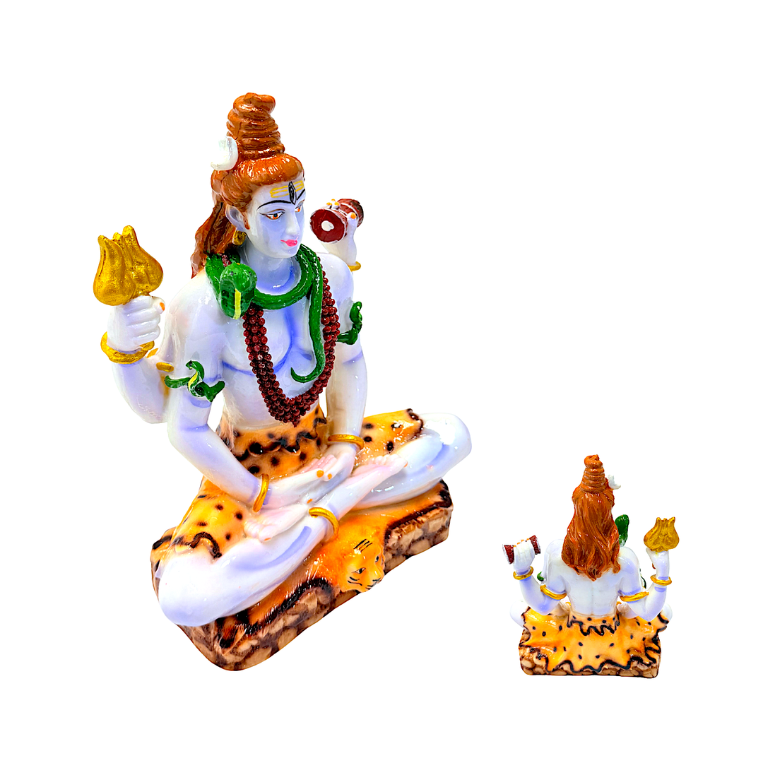 Lord Shiva Statue, Colorful Marble Dust, 8 Inch - view 2
