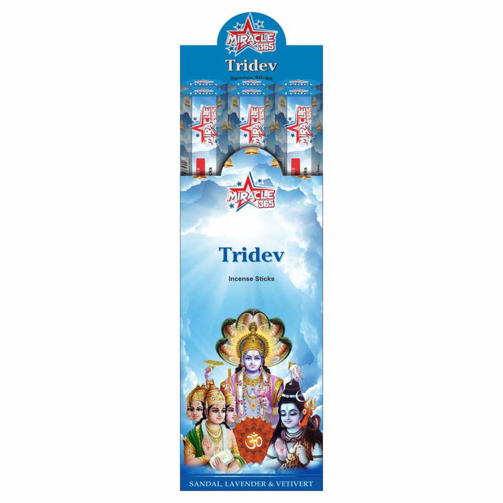 Miracle 365 Tridev Incense (Holy Hindu Trinity)(6 tubes of 20 sticks)