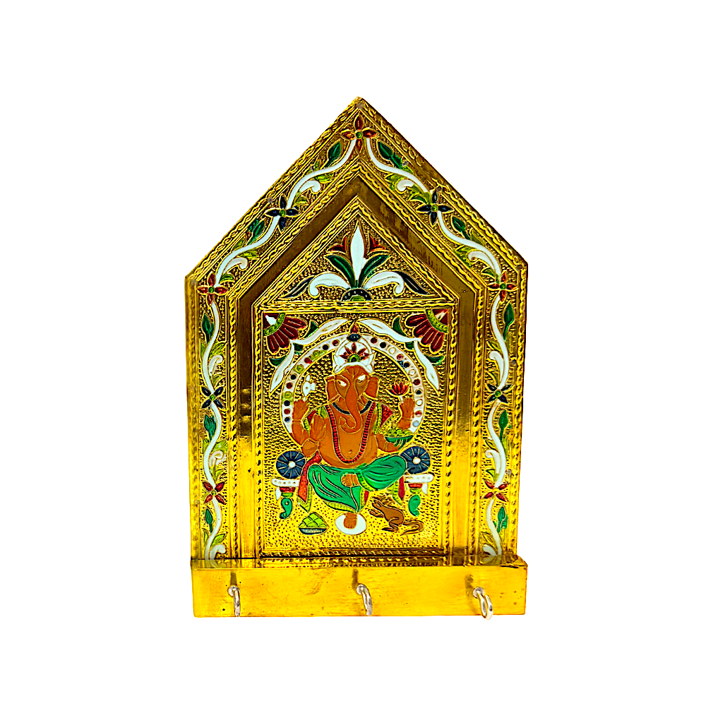 Ganesh Key Holder Brass Meena - view 4