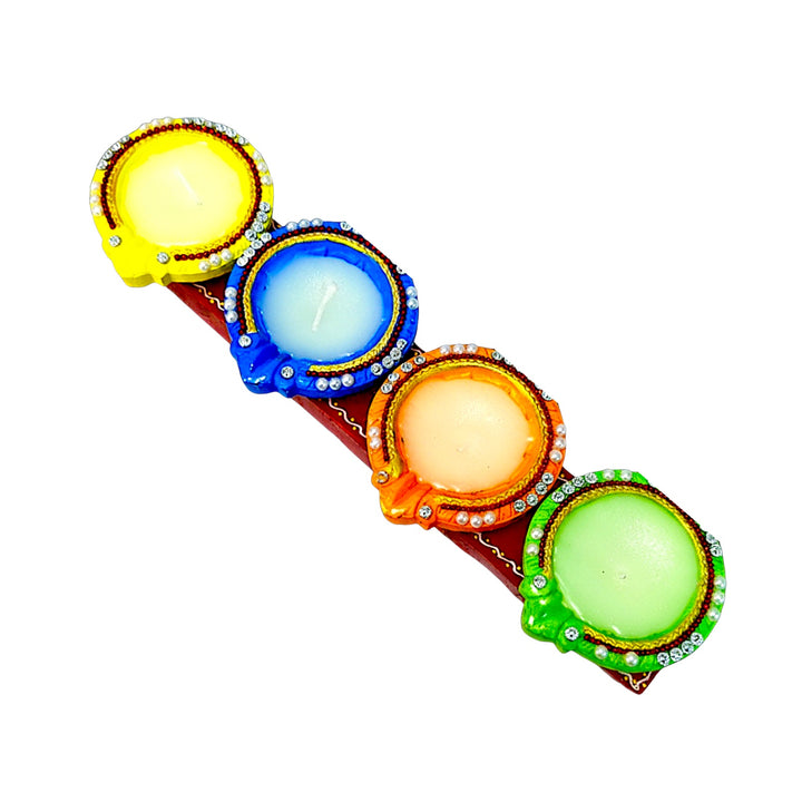 4 pack shiv diya exclusive strip with wax, assorted colors