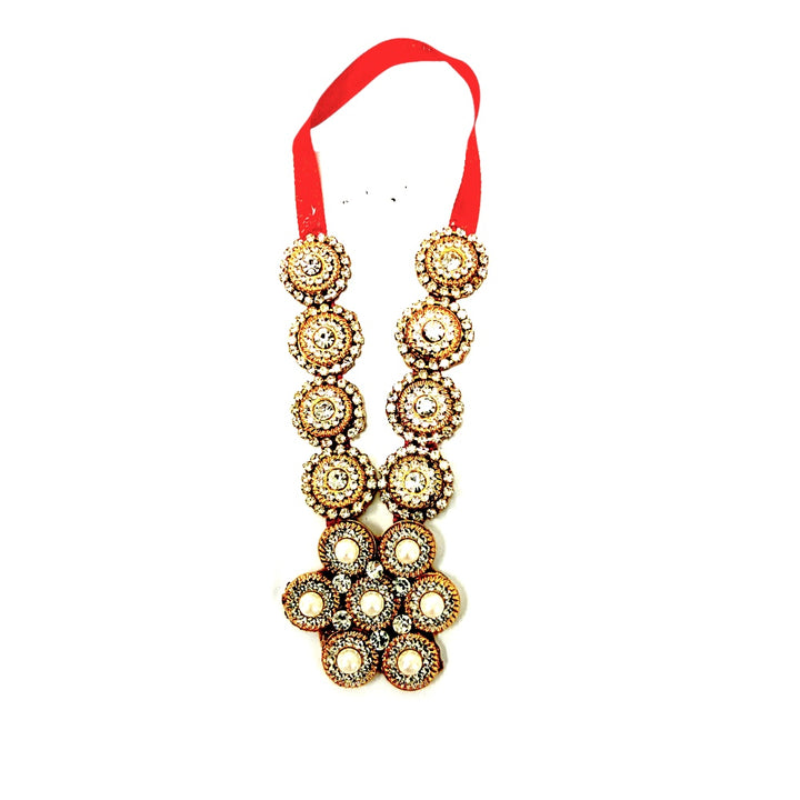 Garland 4 Inch with Diamond Decor for Devi/Devta (Hindu Deities) Assorted with Rose Flowers and Dia