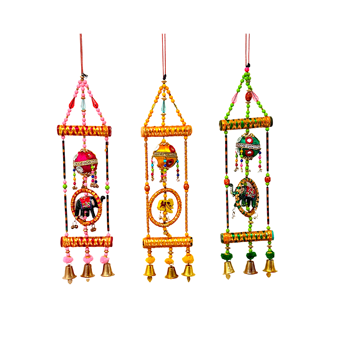 Hanging Elephant Hanging W 3 Bells Assorted Colors - view 2
