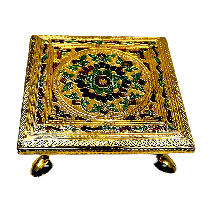 6 Inch Square Brass Meena (handwork) 80752266666 - view 2
