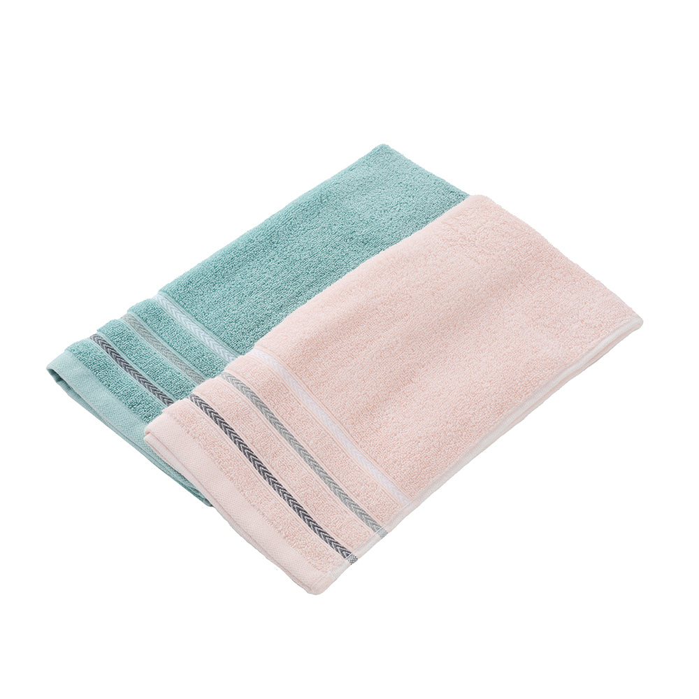 Microfiber Hand Towels (Set of 2 pink and green) 14 Inch by 30 Inch